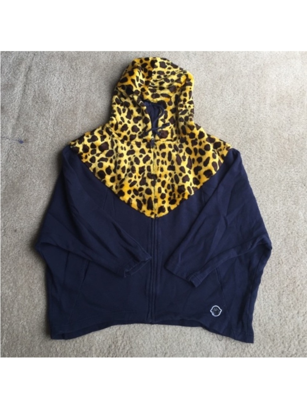 Hyoma leopard fur poncho hoodie jacket S